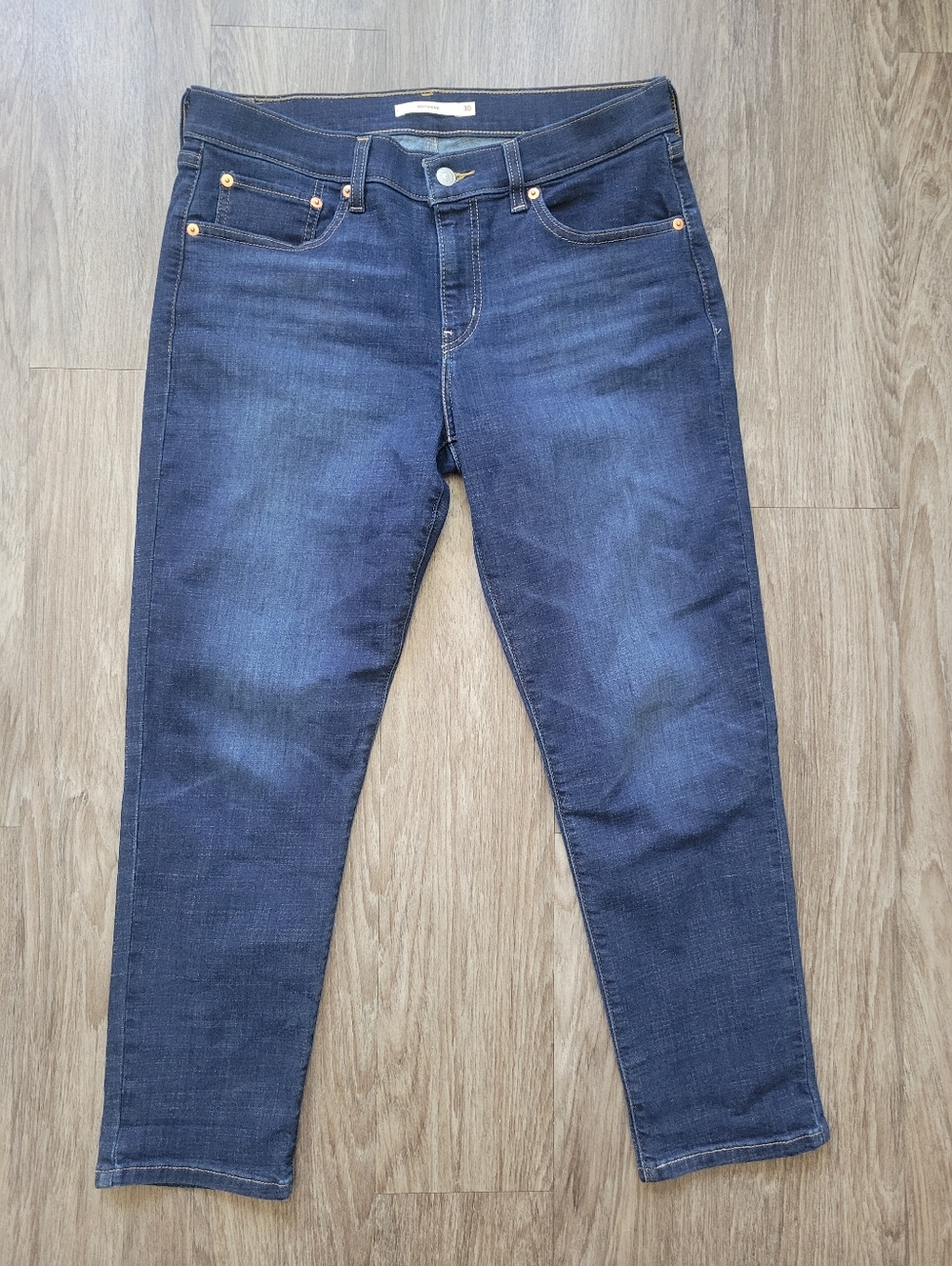 Levi's Boyfriend Jeans Dark Blue Denim Levi Strauss Roll Cuff Straight Leg 30 - Picture 4 of 12